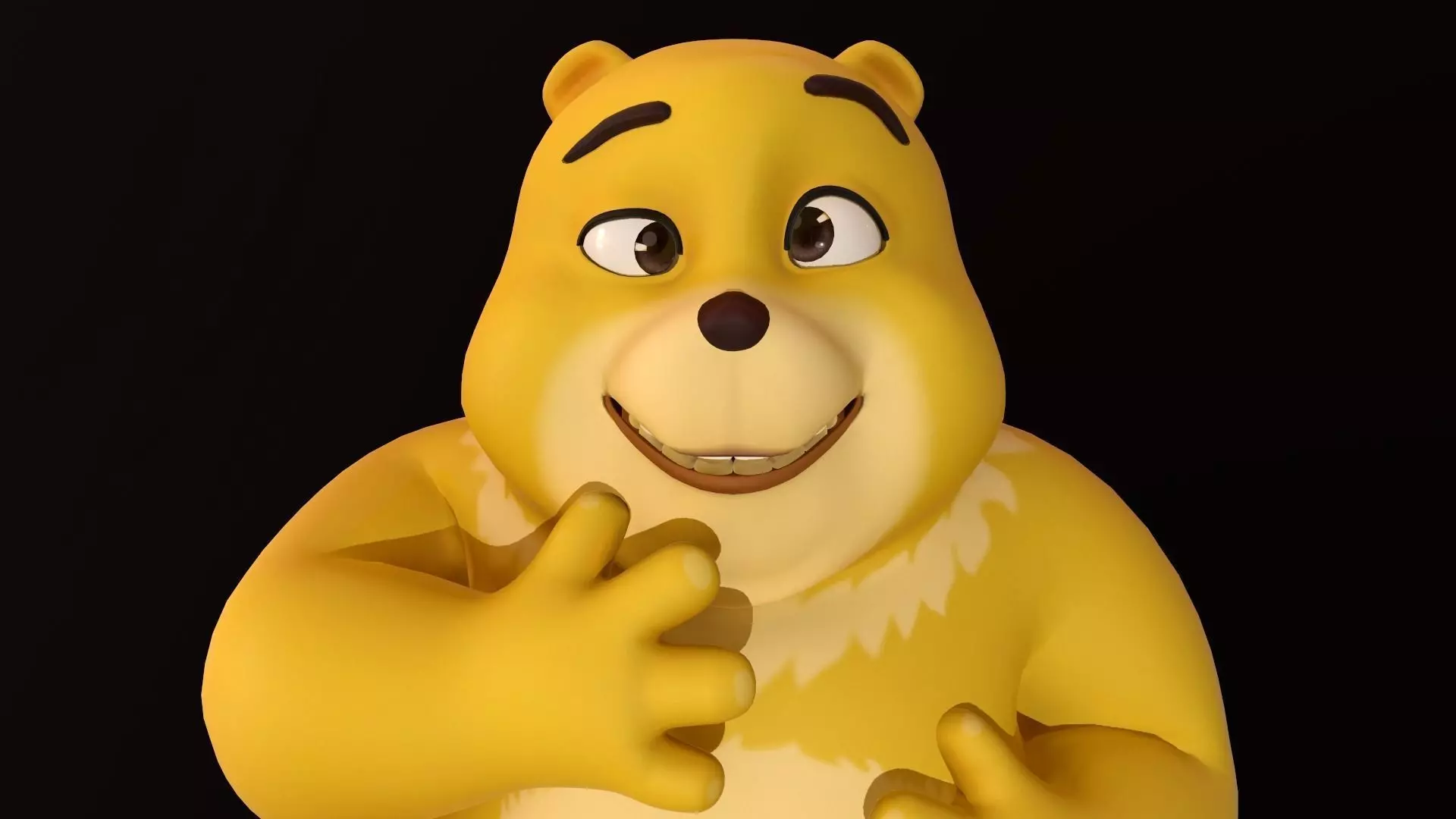 Asset - Cartoons - Character - Bear Yellow - Rig - High Poly 3D model