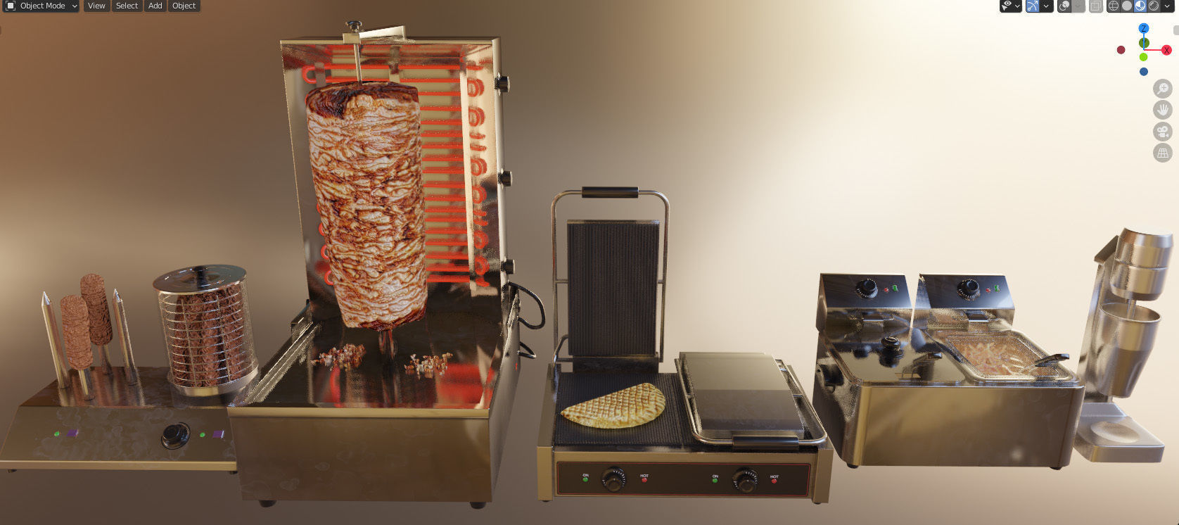Equipment for Doner Cafe 3D model_10