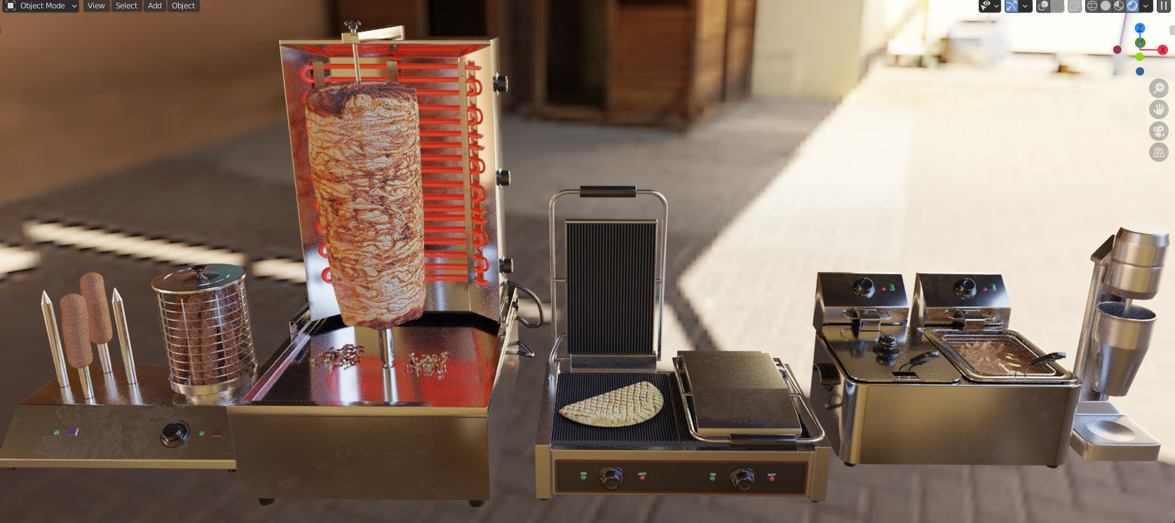 Equipment for Doner Cafe 3D model_12