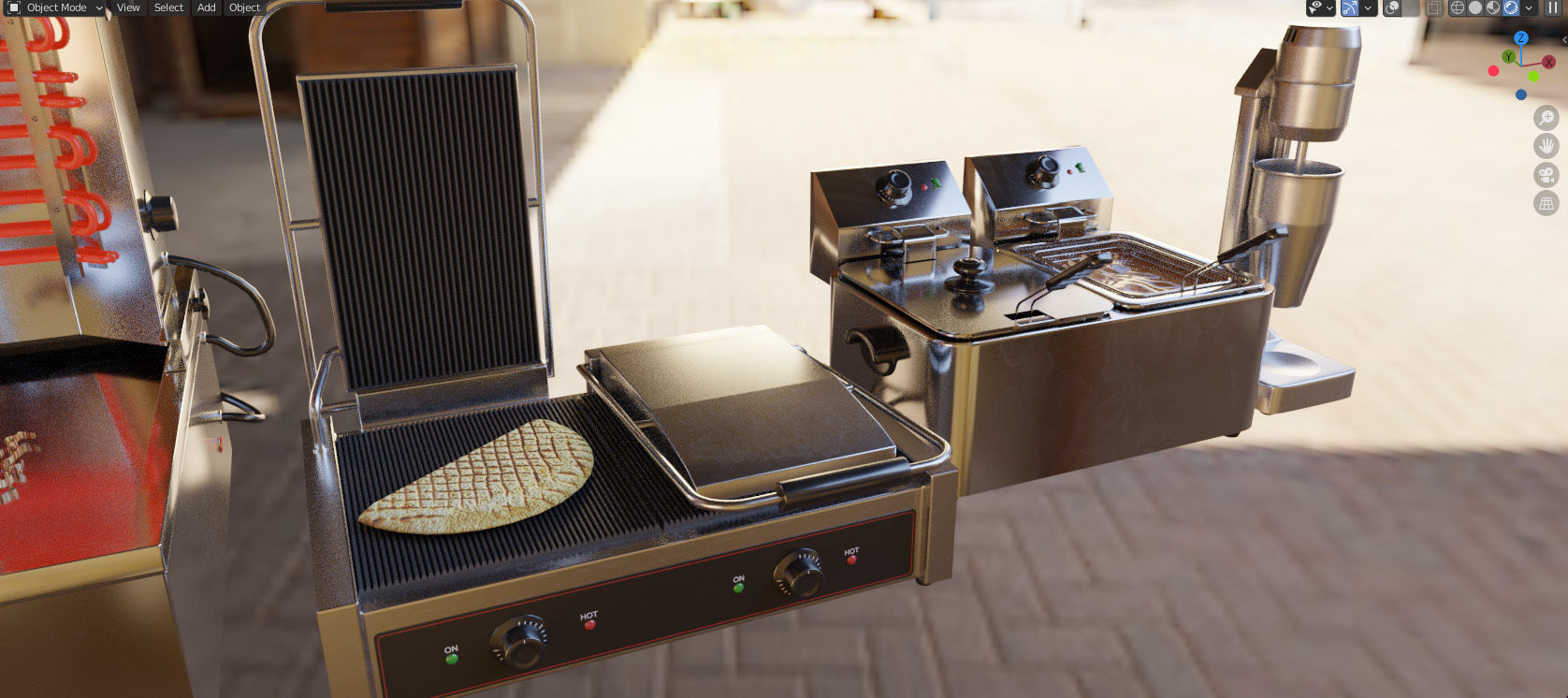 Equipment for Doner Cafe 3D model_16