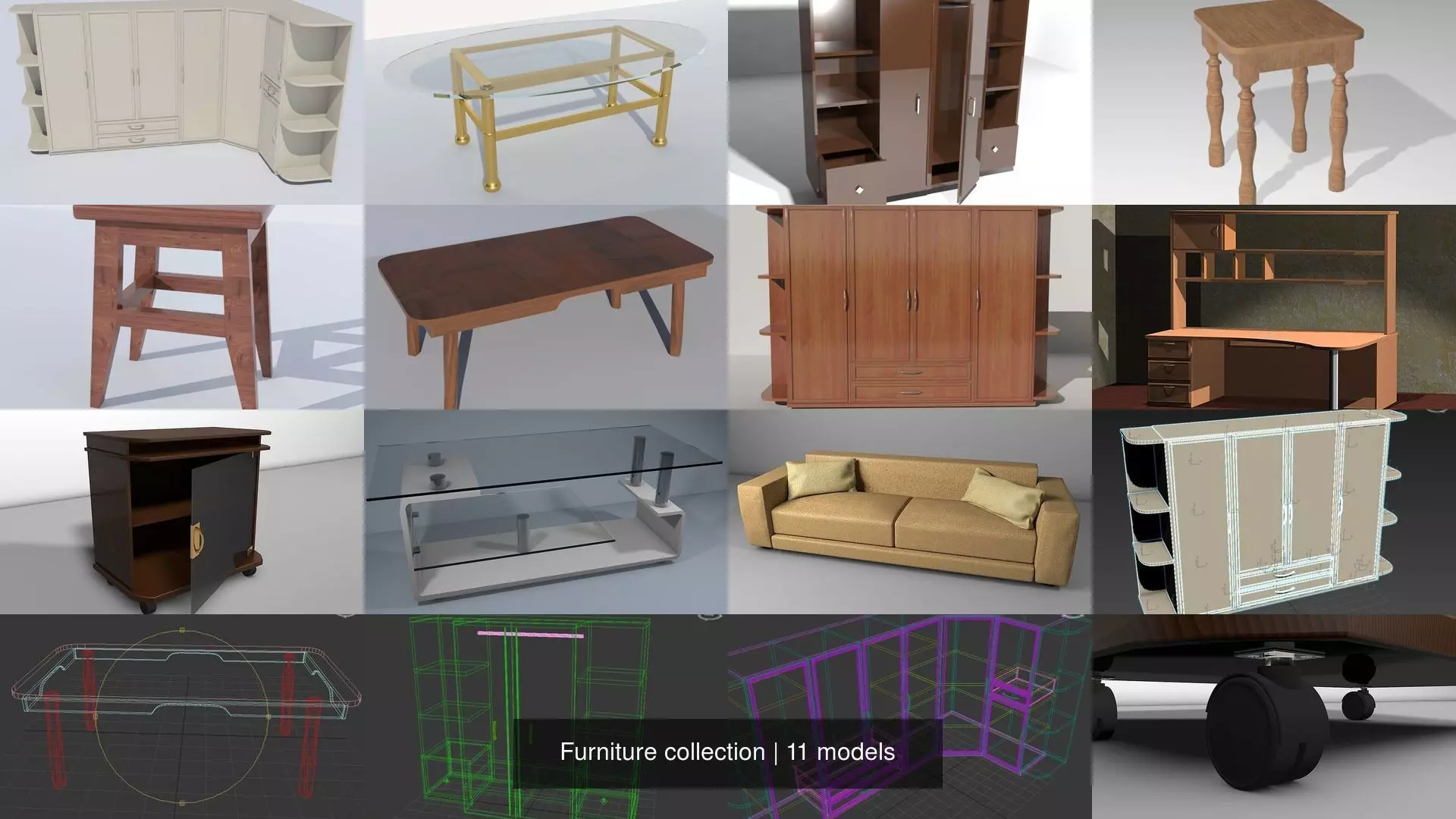 Furniture collection wooden table with legs _0