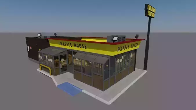 Waffle House - realistic PBR textured low-poly model  Low-poly 3D model