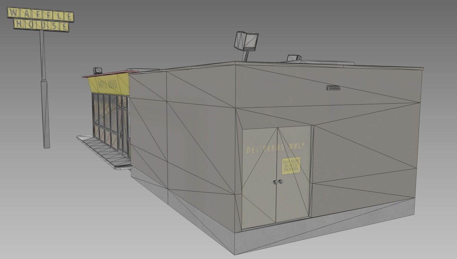Waffle House - realistic PBR textured low-poly model  Low-poly 3D model_6