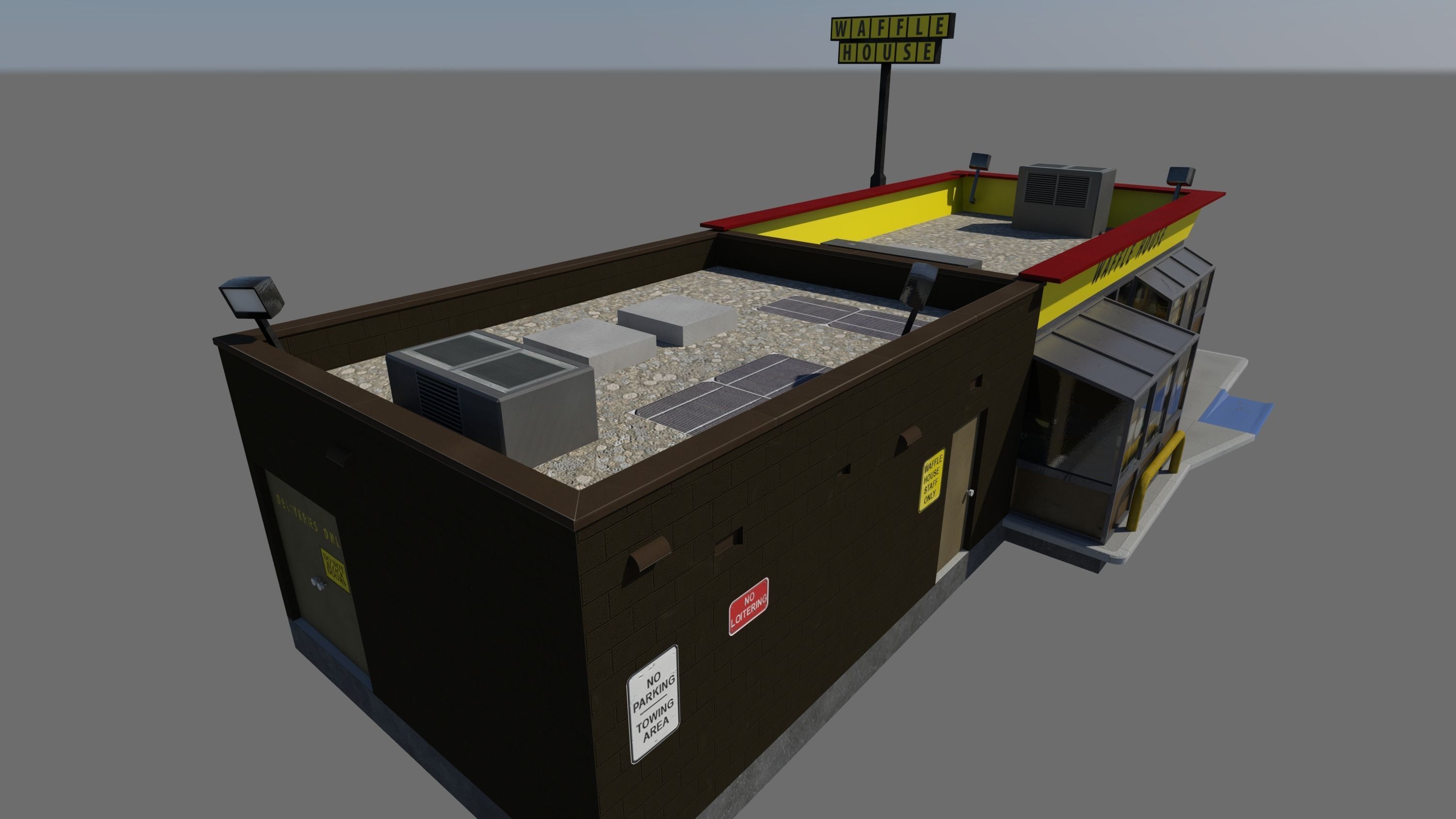 Waffle House - realistic PBR textured low-poly model  Low-poly 3D model_1