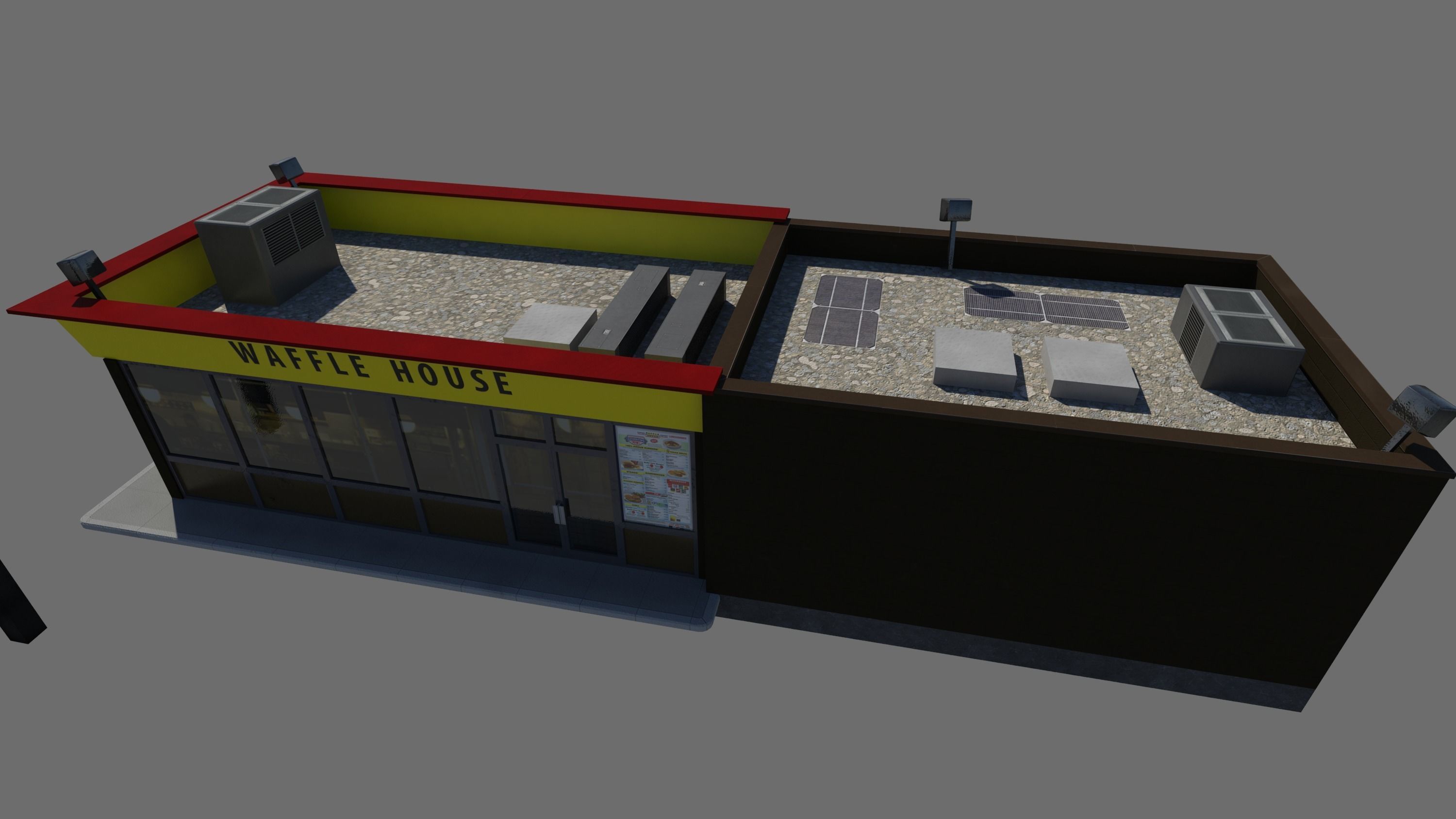 Waffle House - realistic PBR textured low-poly model  Low-poly 3D model_4