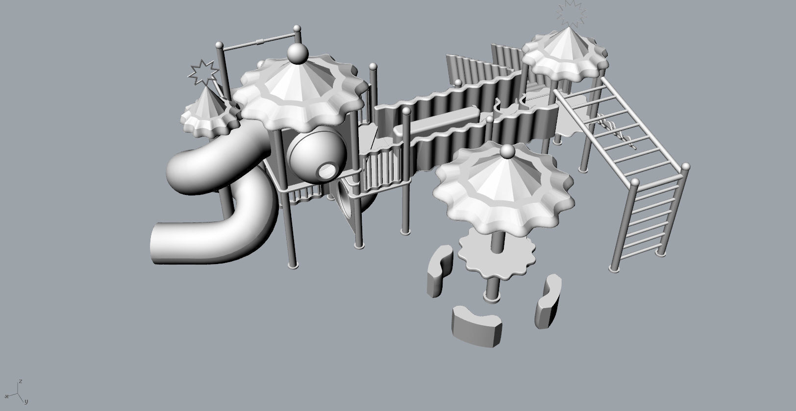 Children large amusement park toys 3D model Low-poly 3D model_11