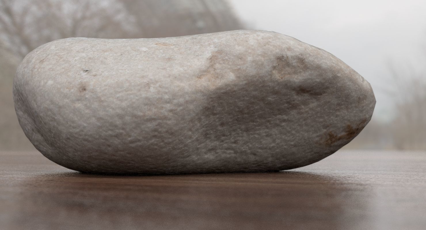 Oblong Limestone Pebble 3D model_4