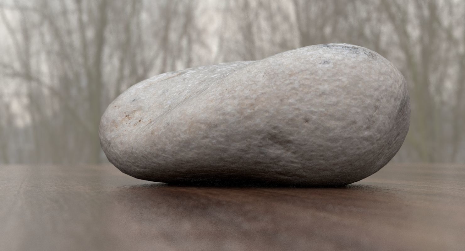 Oblong Limestone Pebble 3D model_2