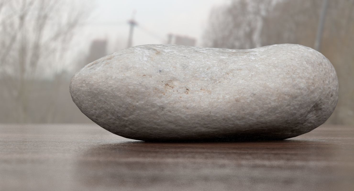 Oblong Limestone Pebble 3D model_1