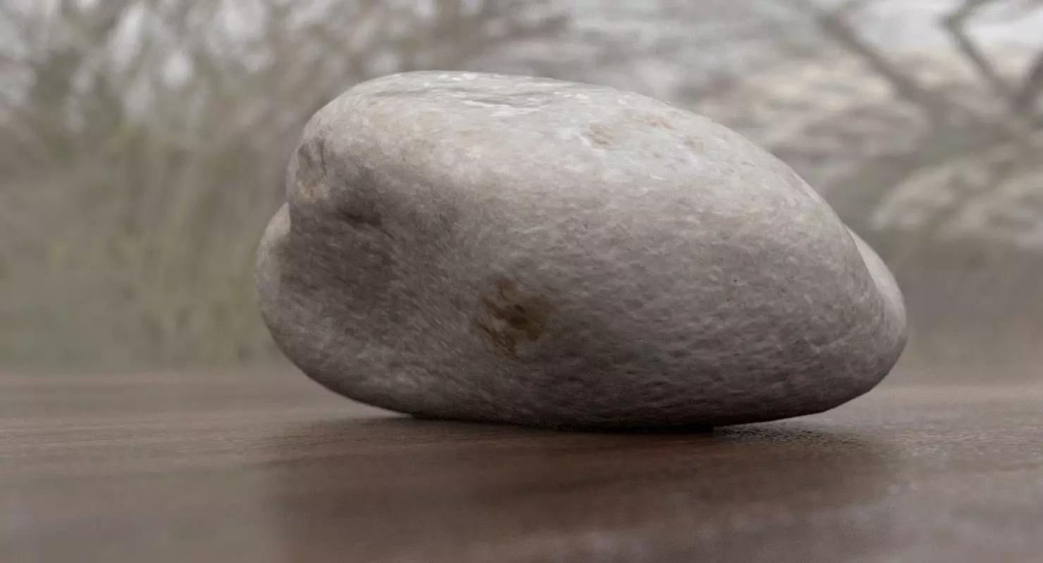Oblong Limestone Pebble 3D model_0