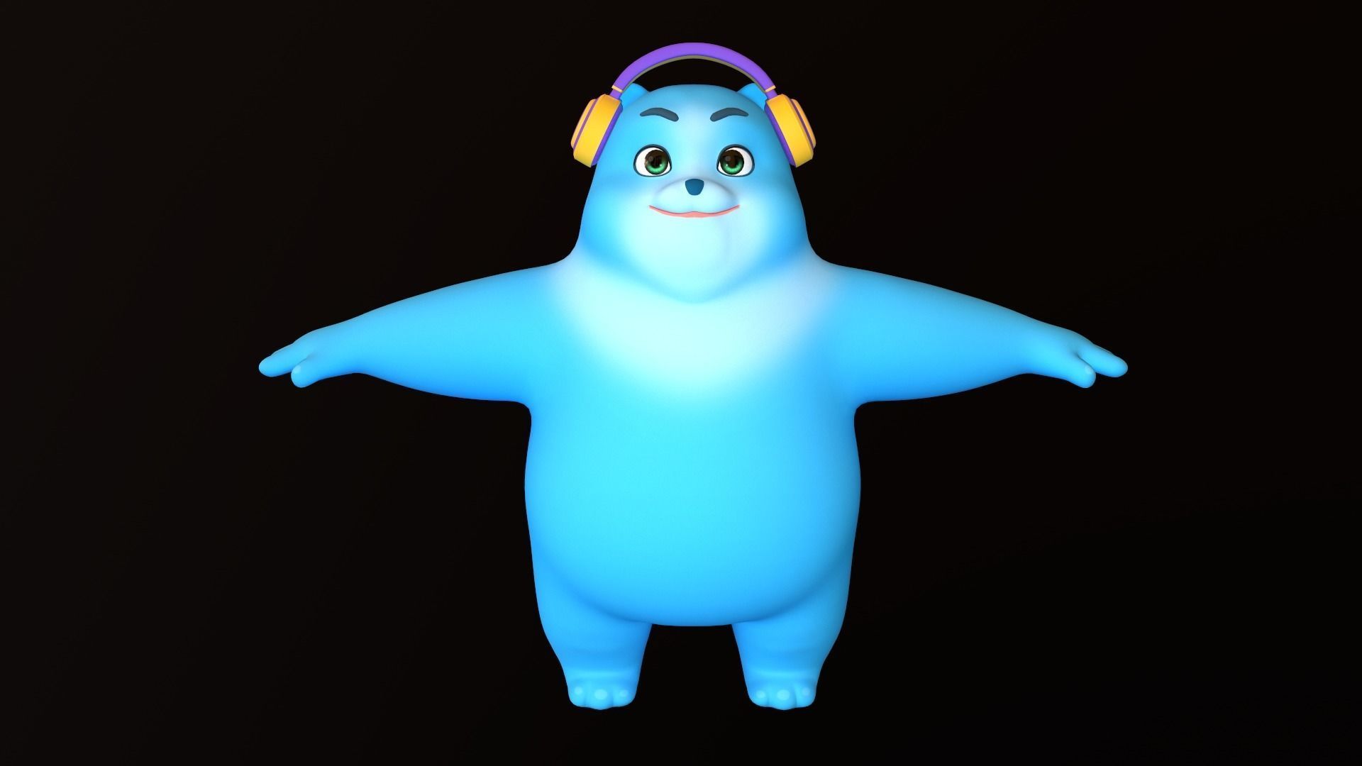 Asset - Cartoons - Character - Bear Blue - Rig - HighPoly  3D model_3