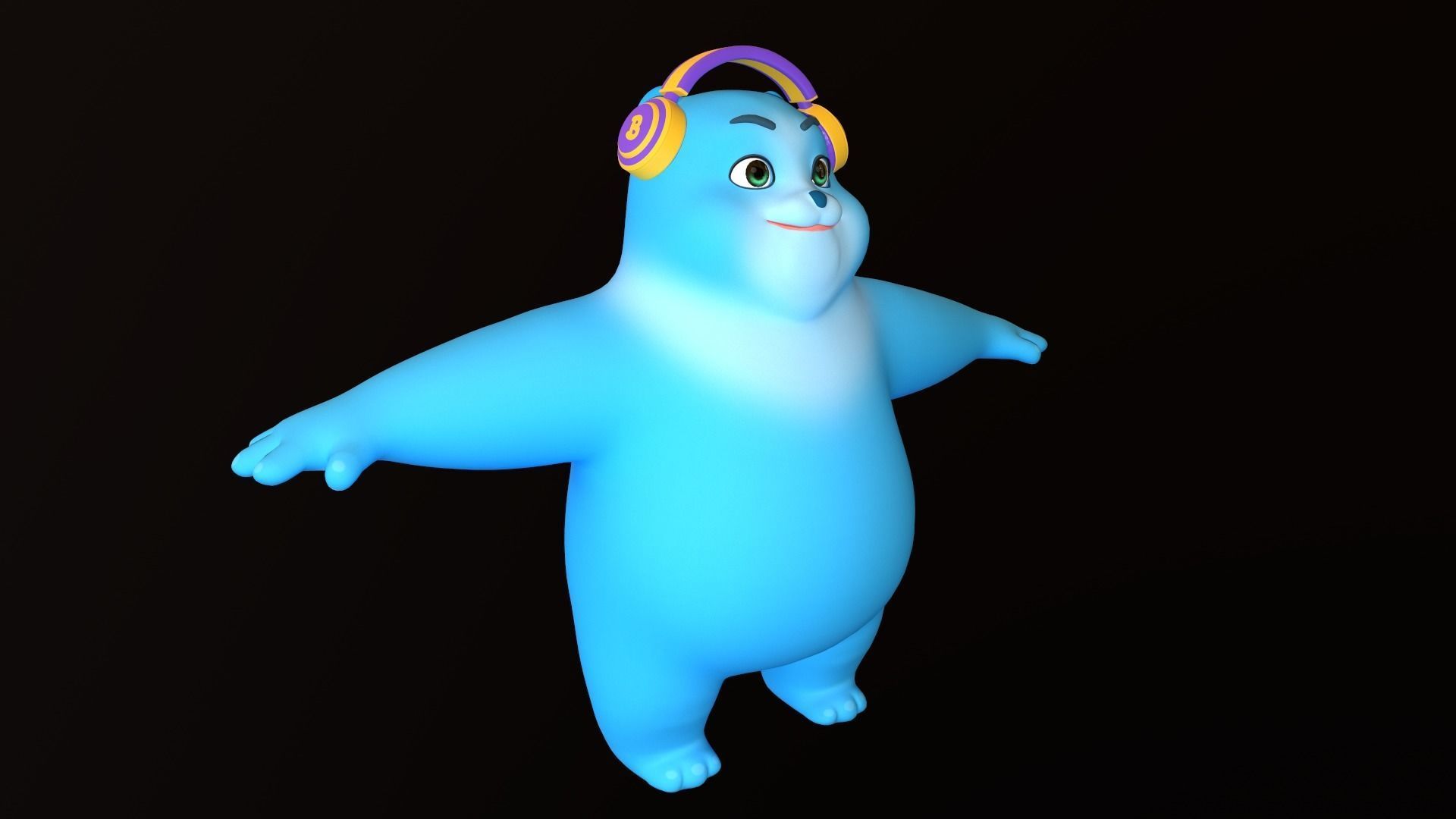 Asset - Cartoons - Character - Bear Blue - Rig - HighPoly  3D model_4