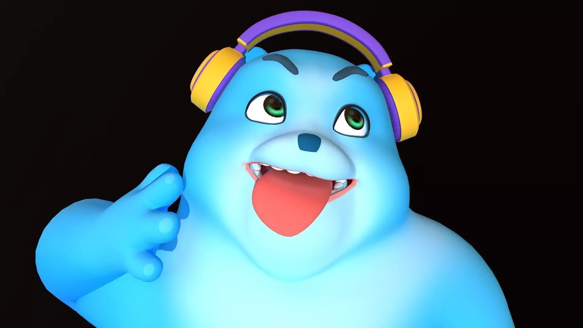 Asset - Cartoons - Character - Bear Blue - Rig - HighPoly  3D model_0