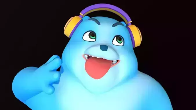 Asset - Cartoons - Character - Bear Blue - Rig - HighPoly  3D model