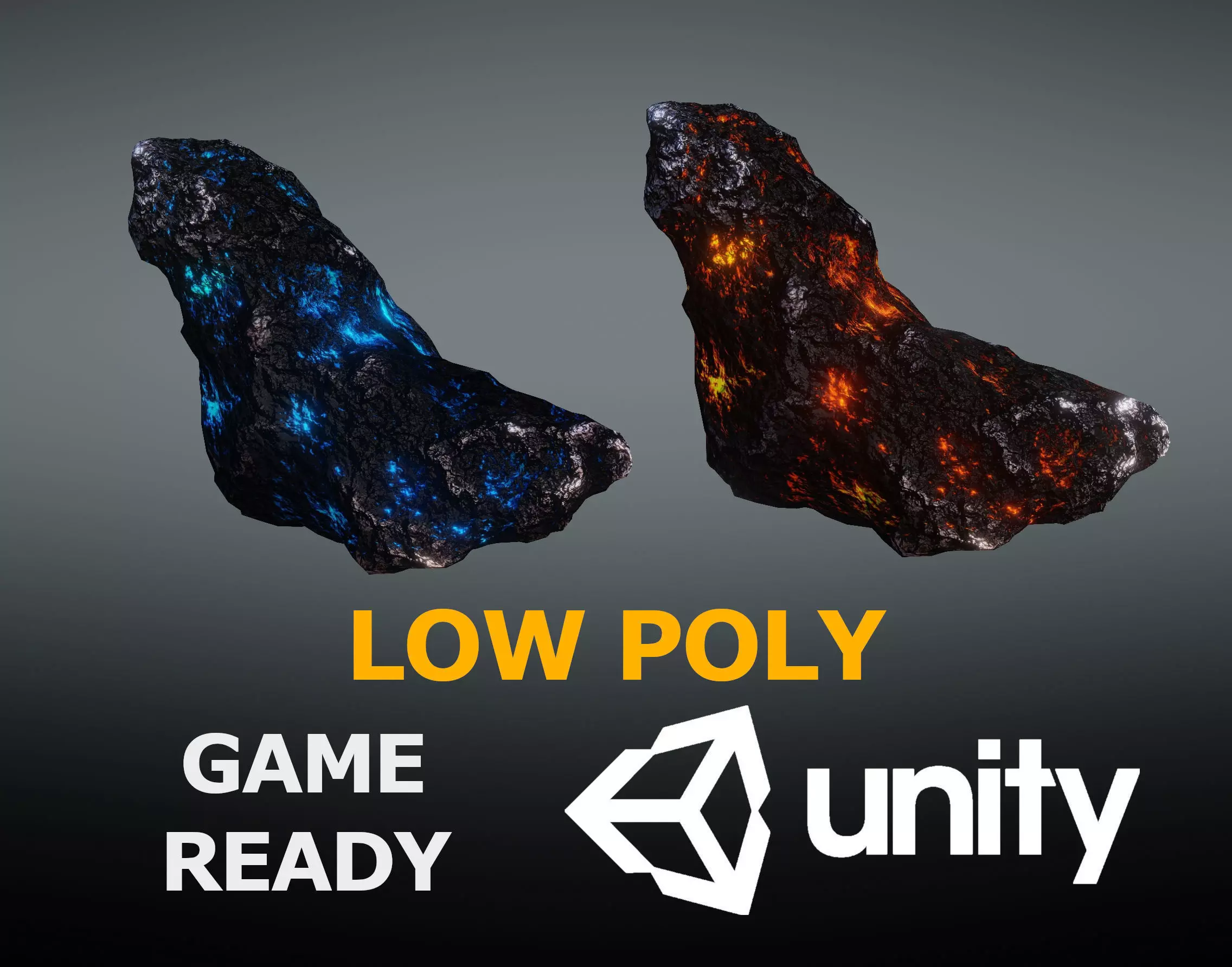 Asteroid rock Low-poly 3D model_0