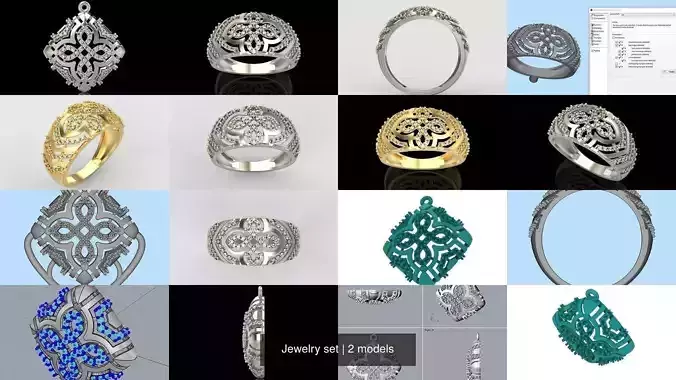 Women Jewelry set 3dm stl 3D print model 3D Model Collection Women Jewelry set 3dm stl 3D print model 3D Model Collection