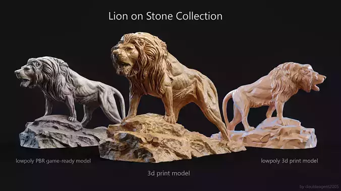 Lion standing on a stone Collection 