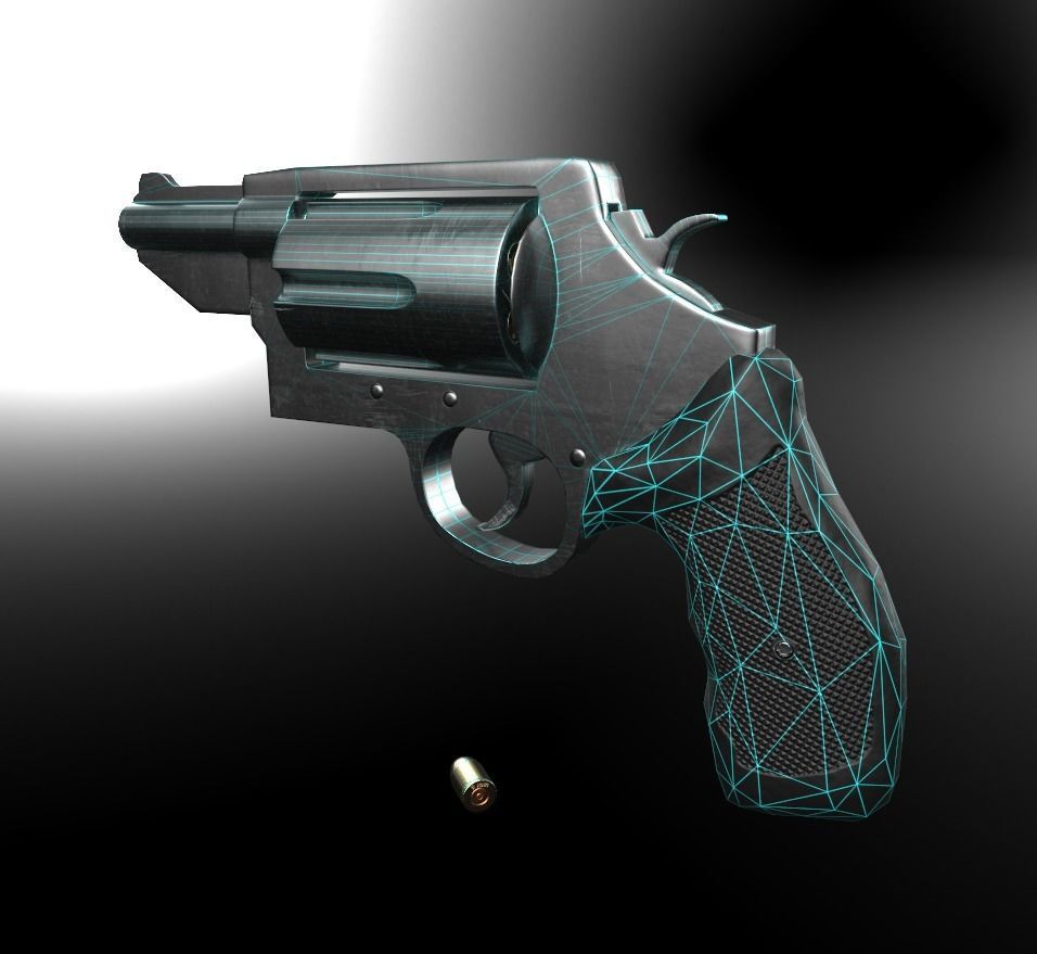 Revolver Low-poly 3D model_5