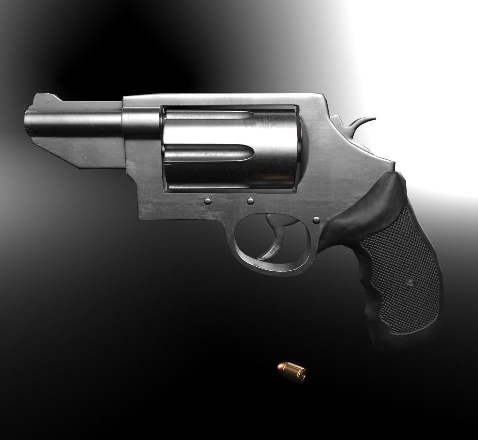 Revolver Low-poly 3D model_2