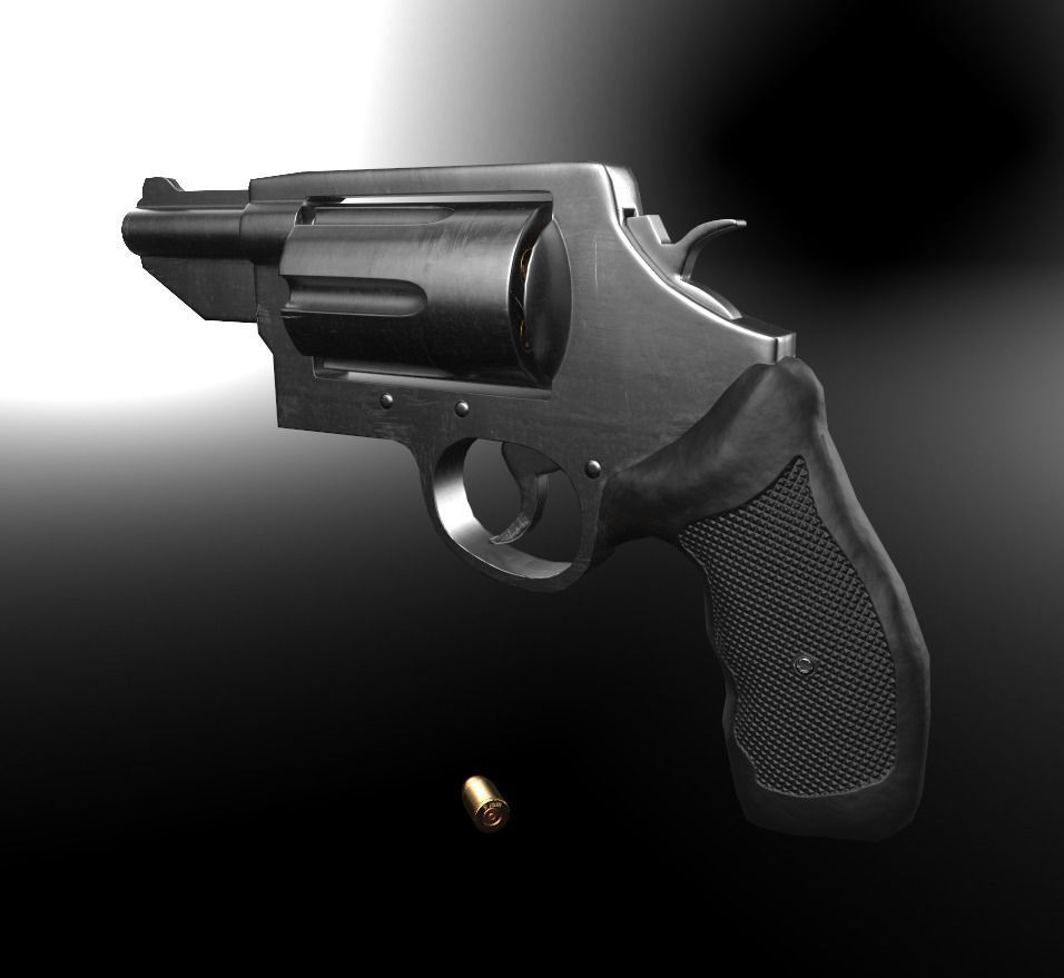 Revolver Low-poly 3D model_3