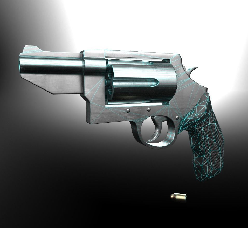 Revolver Low-poly 3D model_4