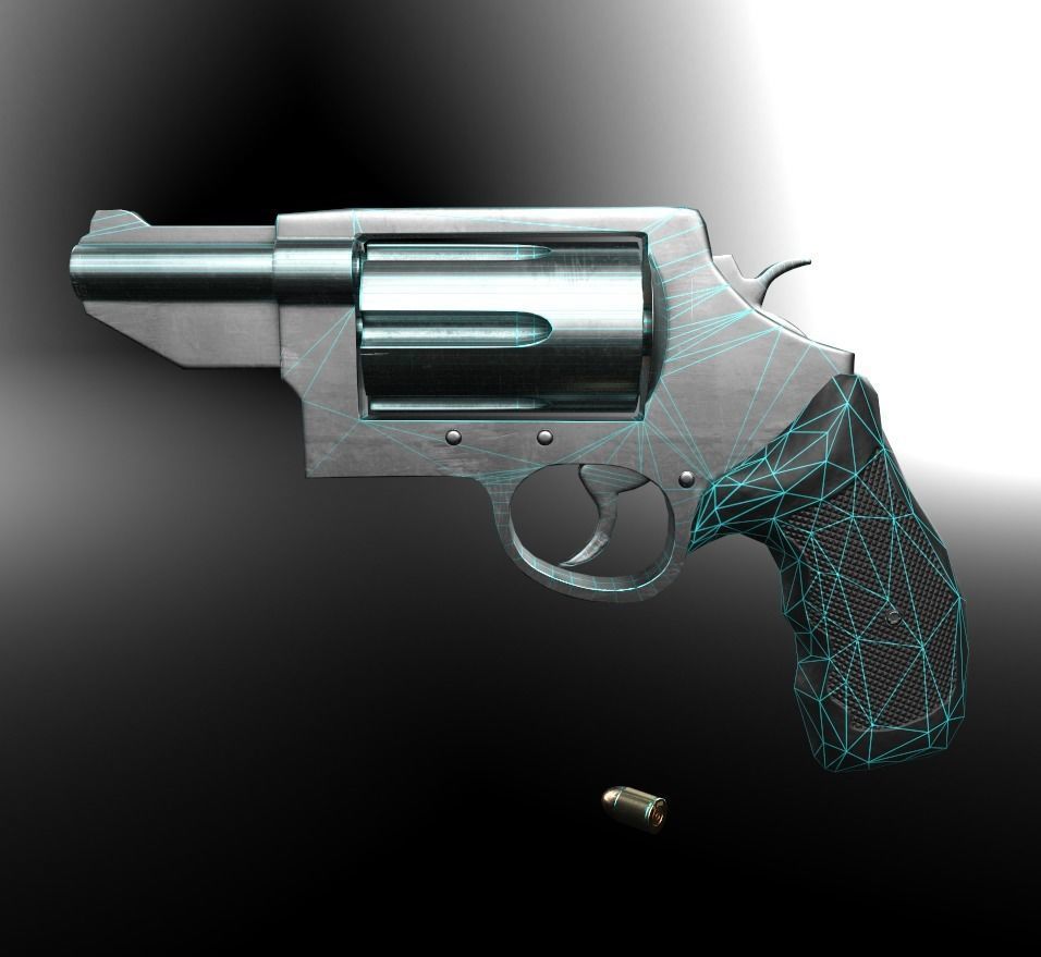 Revolver Low-poly 3D model_6