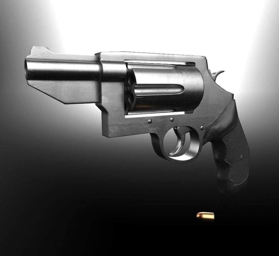 Revolver Low-poly 3D model_1