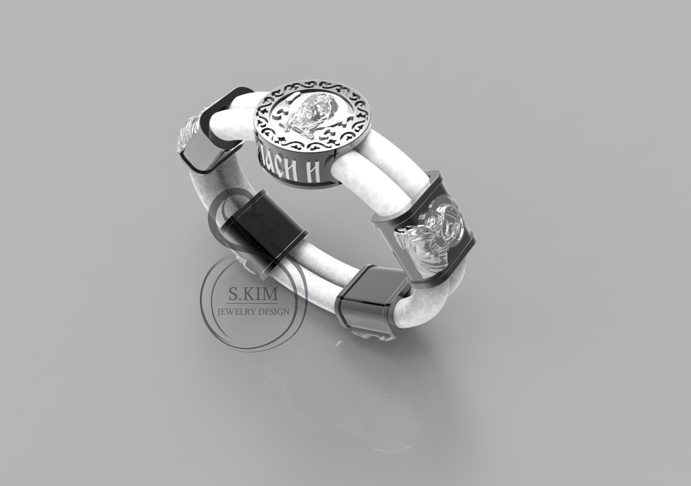Details of bracelet and lock  3D print model_3