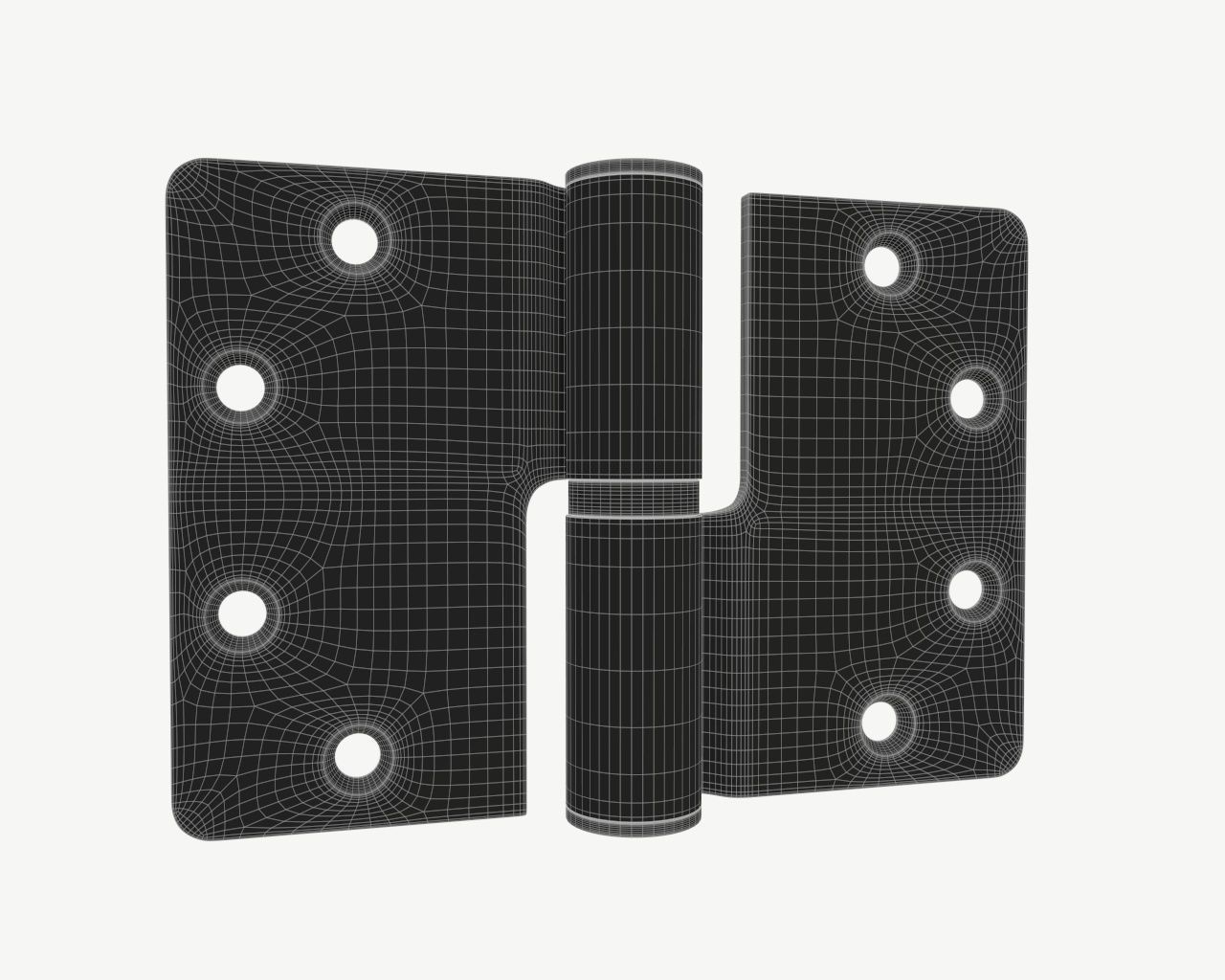 door lift off stainless steel hinge with round corners 90mm 3D model_4