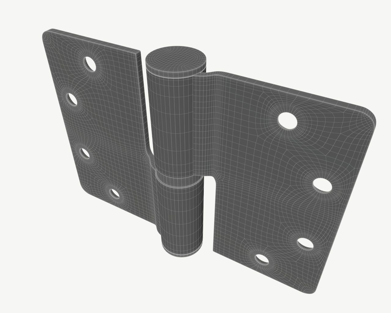 door lift off stainless steel hinge with round corners 90mm 3D model_6