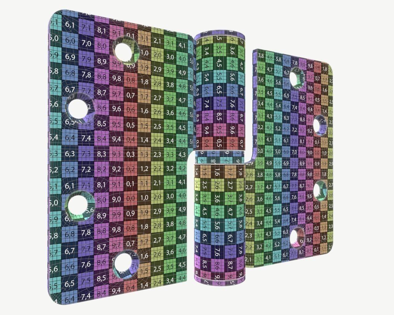 door lift off stainless steel hinge with round corners 90mm 3D model_7