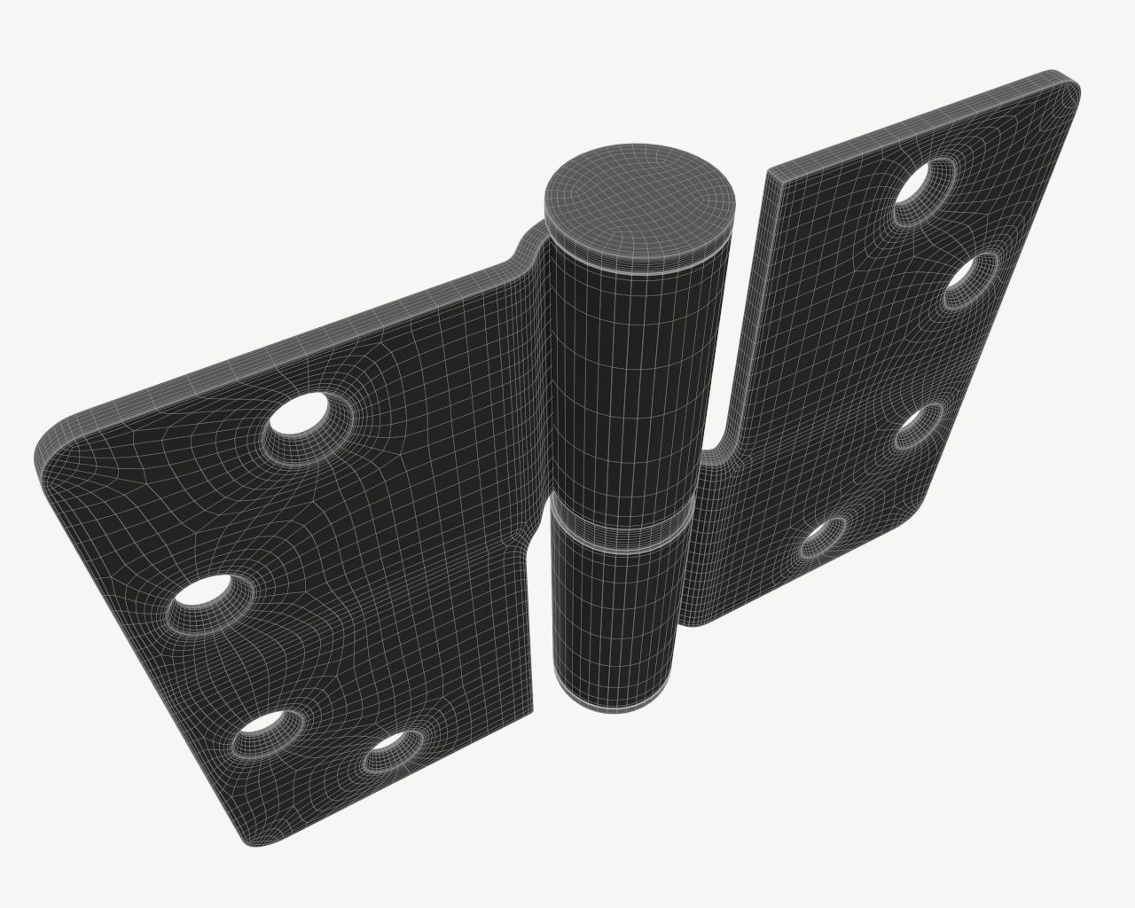 door lift off stainless steel hinge with round corners 90mm 3D model_5