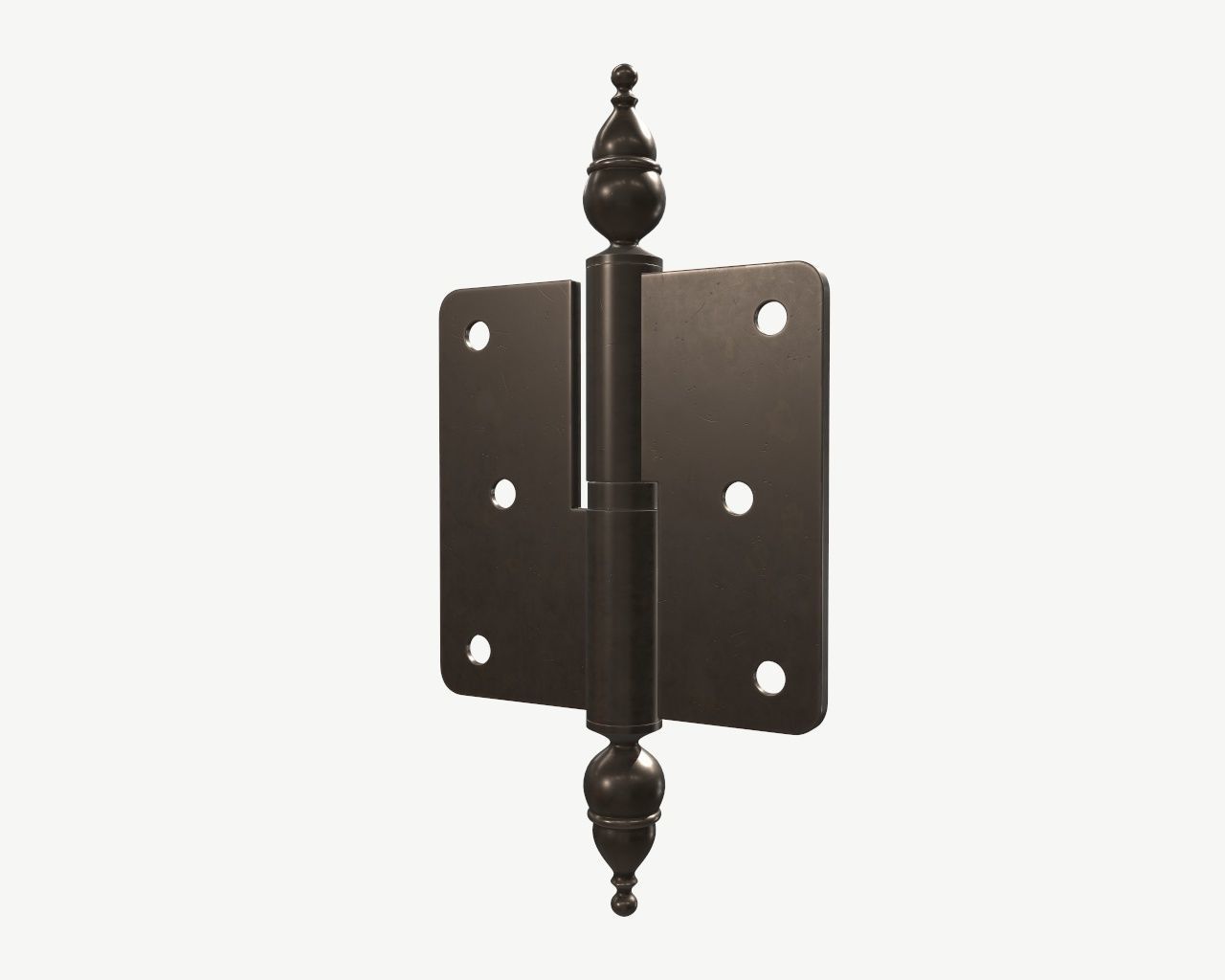 door lift off butt hinge with decorative endings brass coated 3D model_3