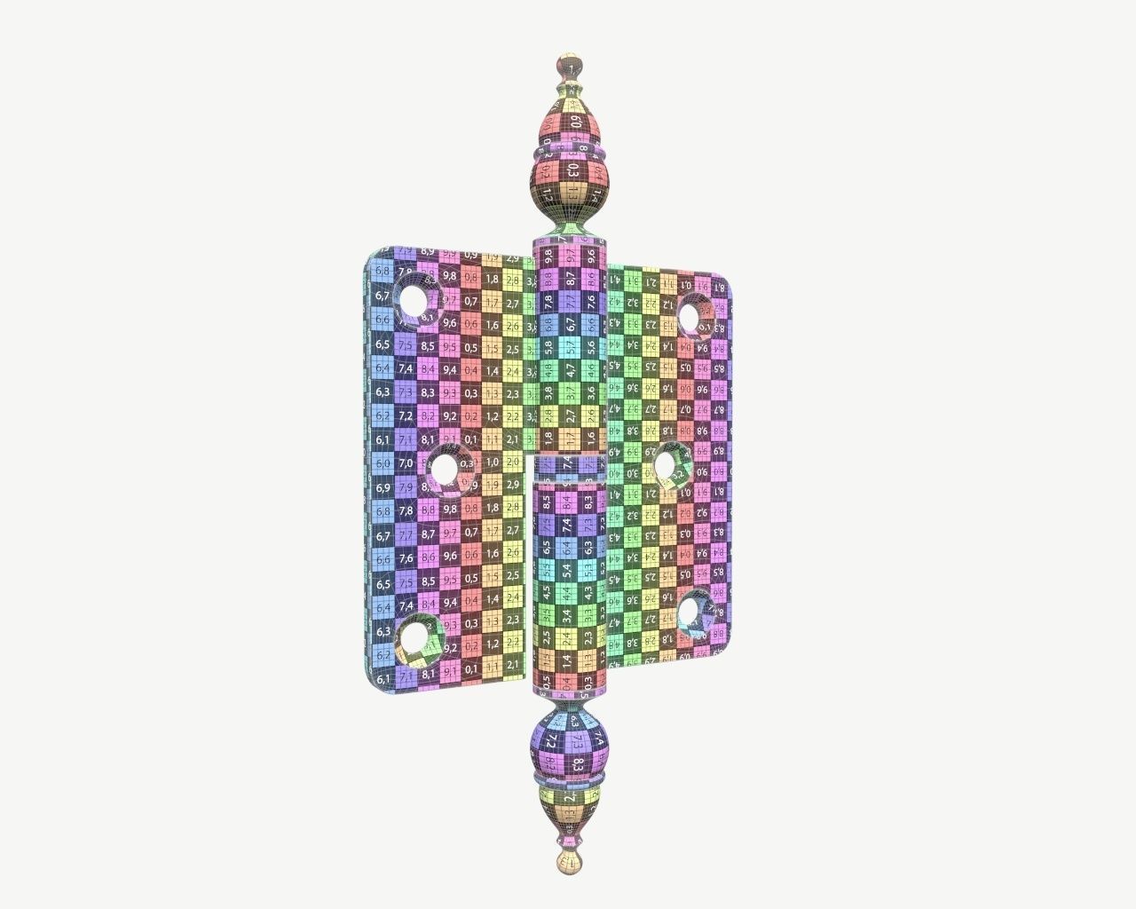 door lift off butt hinge with decorative endings brass coated 3D model_7