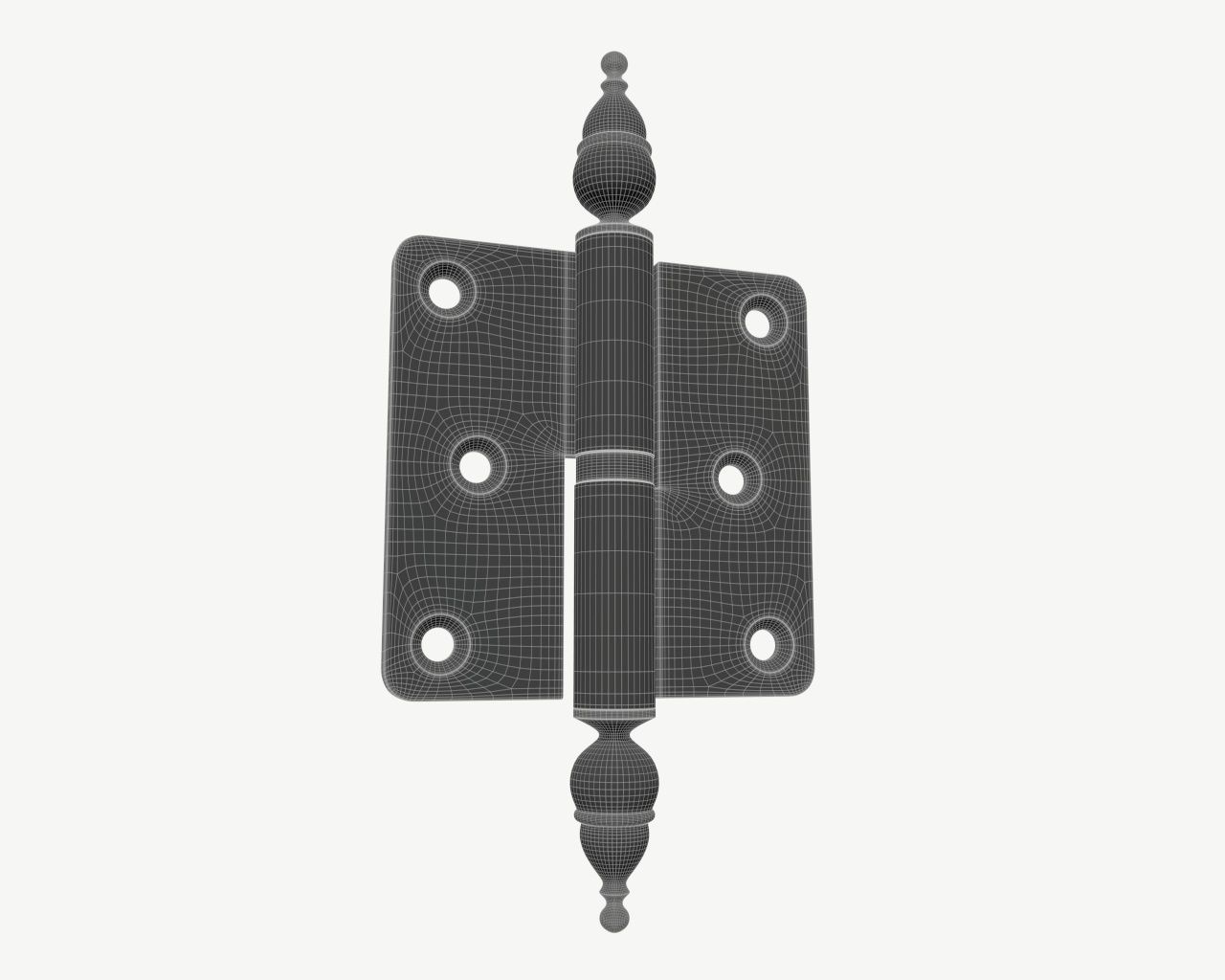 door lift off butt hinge with decorative endings brass coated 3D model_5