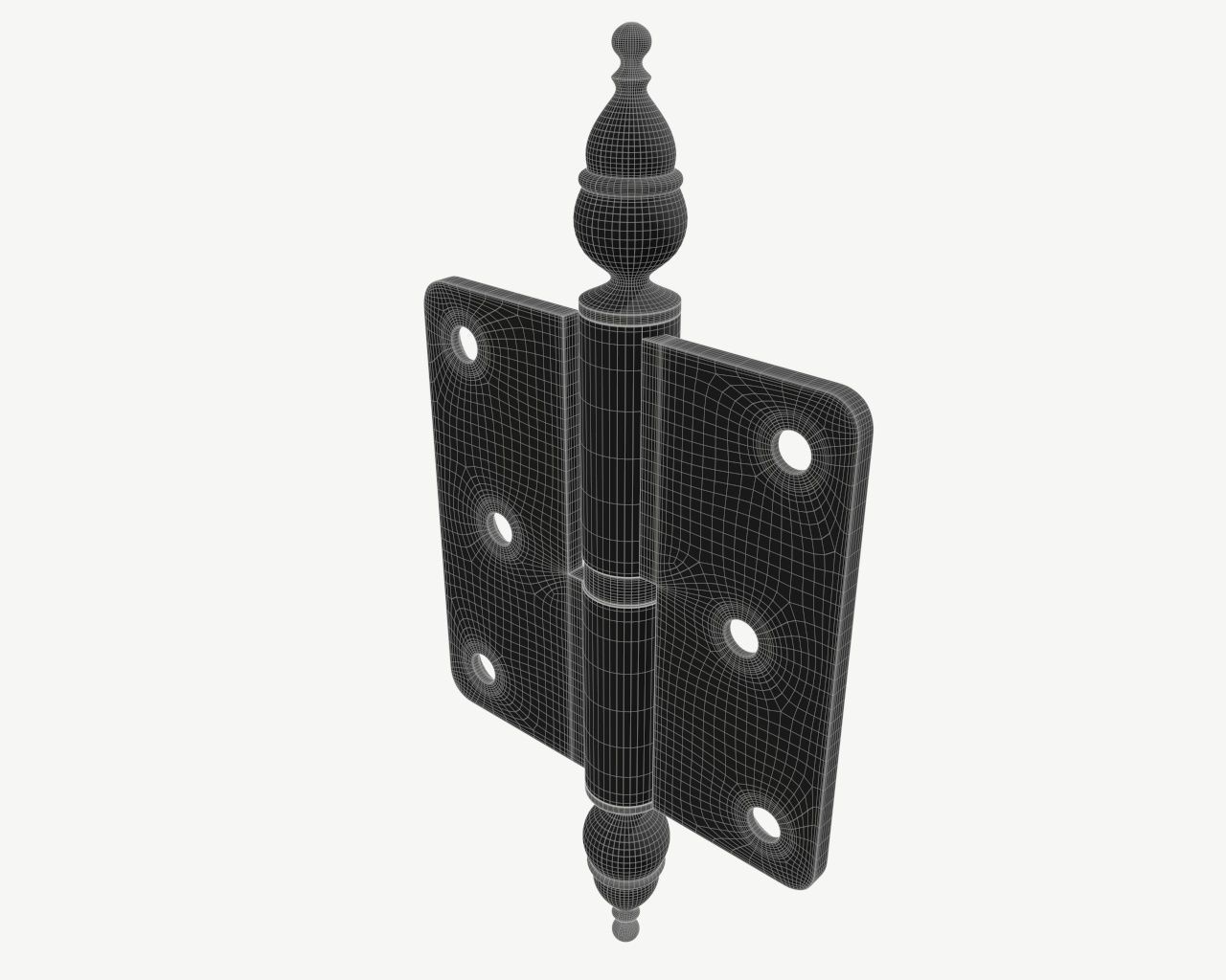 door lift off butt hinge with decorative endings brass coated 3D model_6