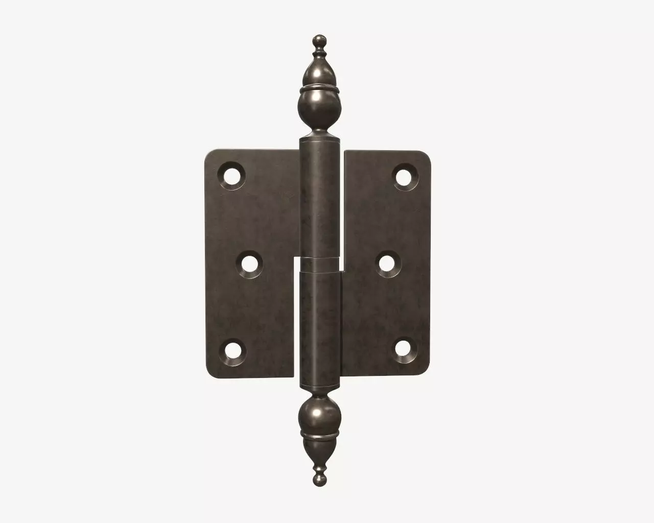 door lift off hinge with decorative endings brass coated 3D model