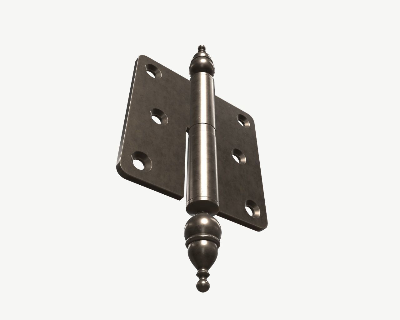 door lift off butt hinge with decorative endings brass coated 3D model_4