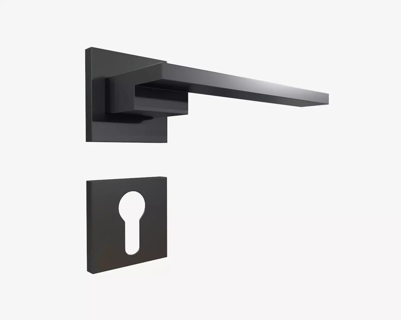 modern door handle with PZ square rose 3D model