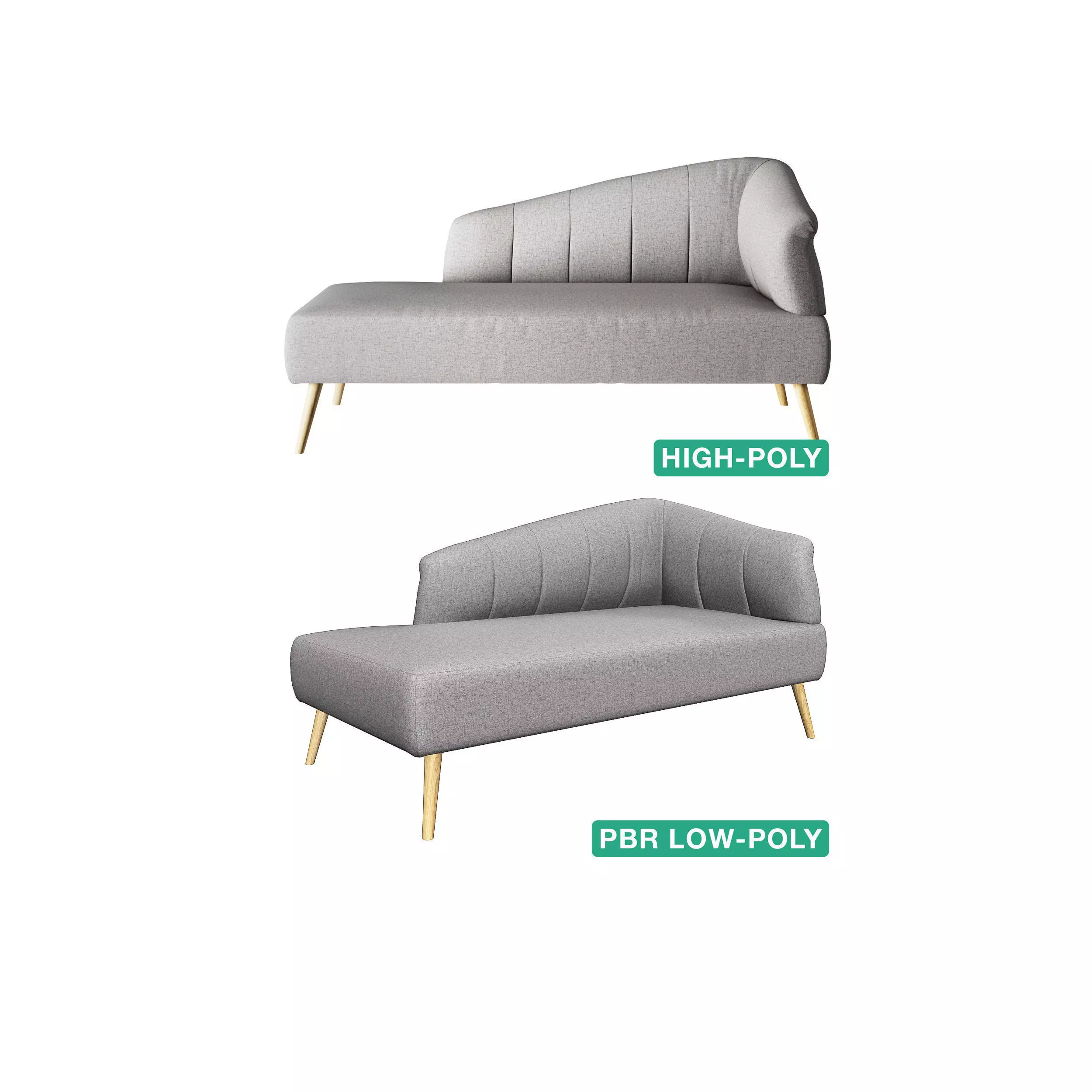 Couch Sofa - Wezen - High- and Low-poly 3D Model Pack