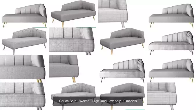 Couch Sofa - Wezen - High- and Low-poly