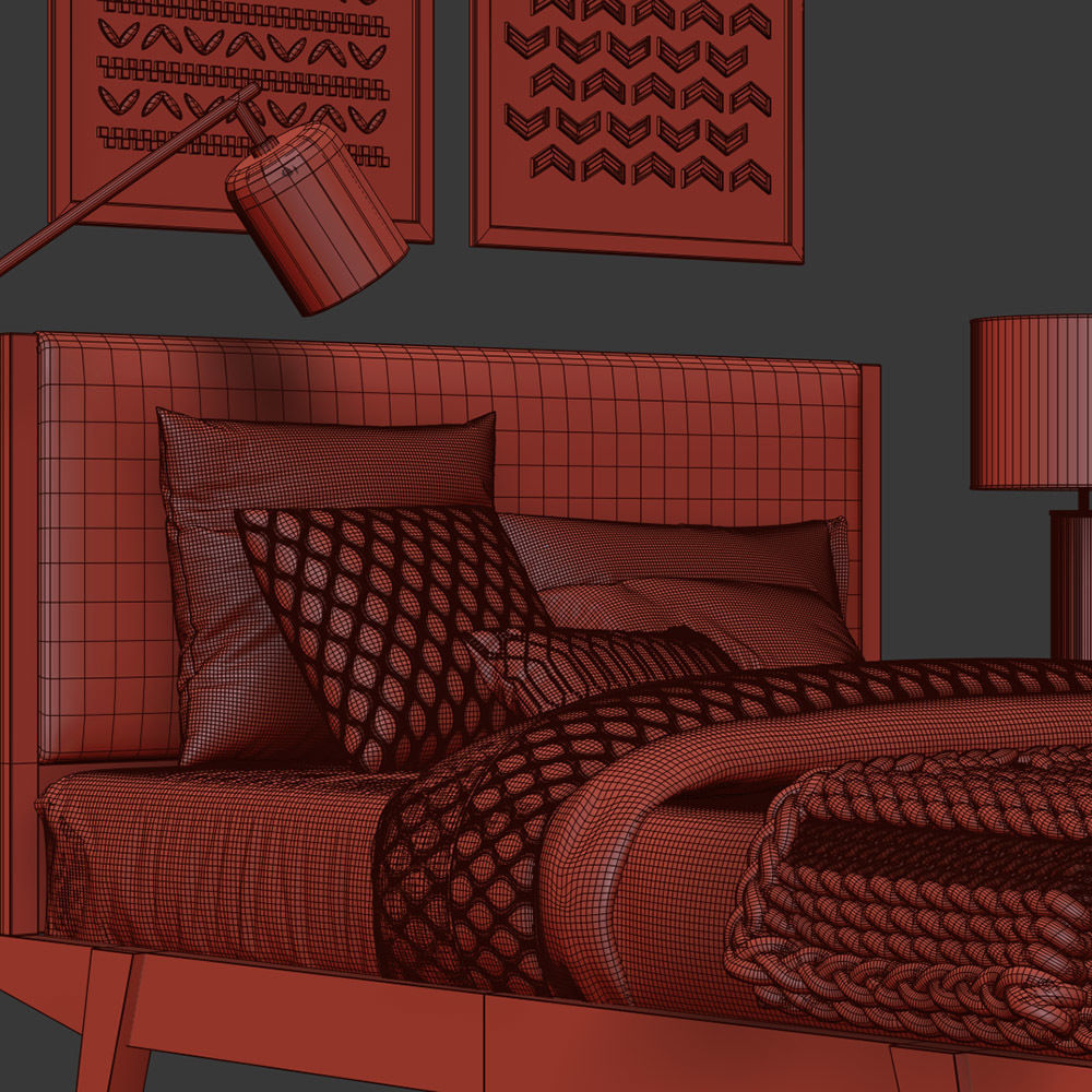 Westelm Morden Bed Linen Weave 3D model_3