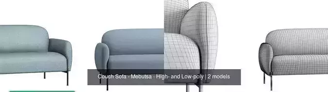 Couch Sofa - Mebutsa - High- and Low-poly