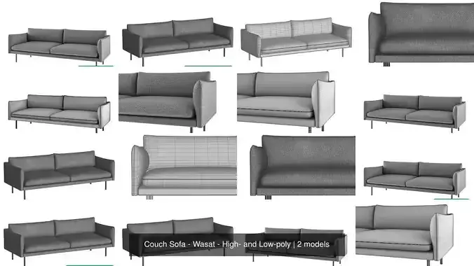 Couch Sofa - Wasat - High- and Low-poly