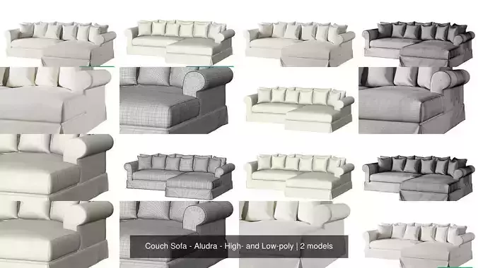 Couch Sofa - Aludra - High- and Low-poly