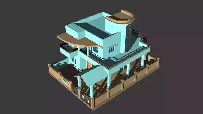 3d Building house Low-poly 3D model