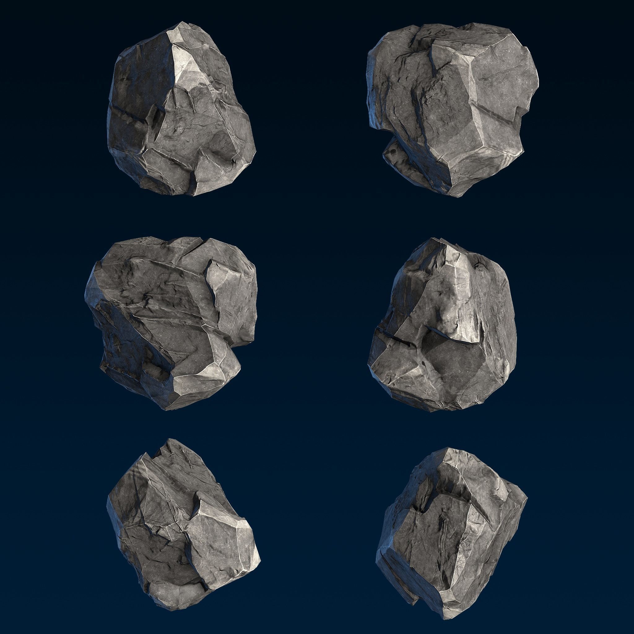 Big Chunky Rocks Pack - Game-Ready  Low-poly 3D model_15