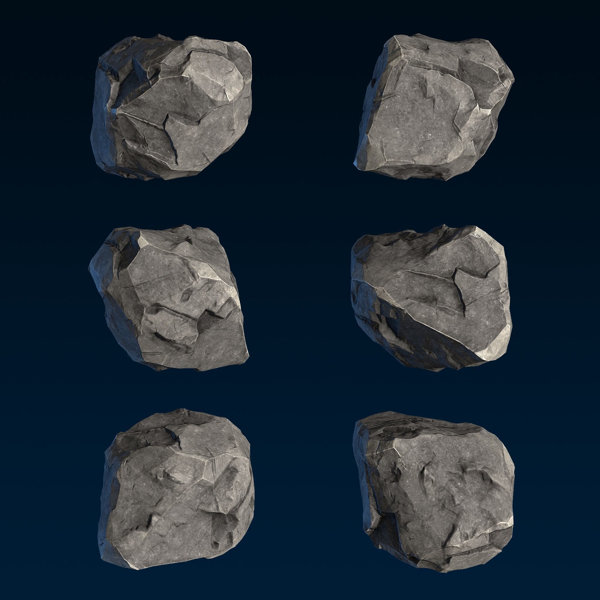 Big Chunky Rocks Pack - Game-Ready  Low-poly 3D model_13
