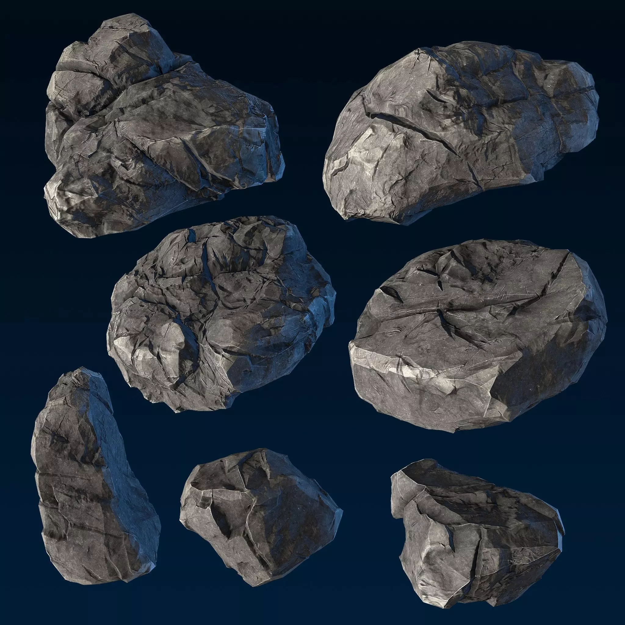 Big Chunky Rocks Pack - Game-Ready  Low-poly 3D model_0