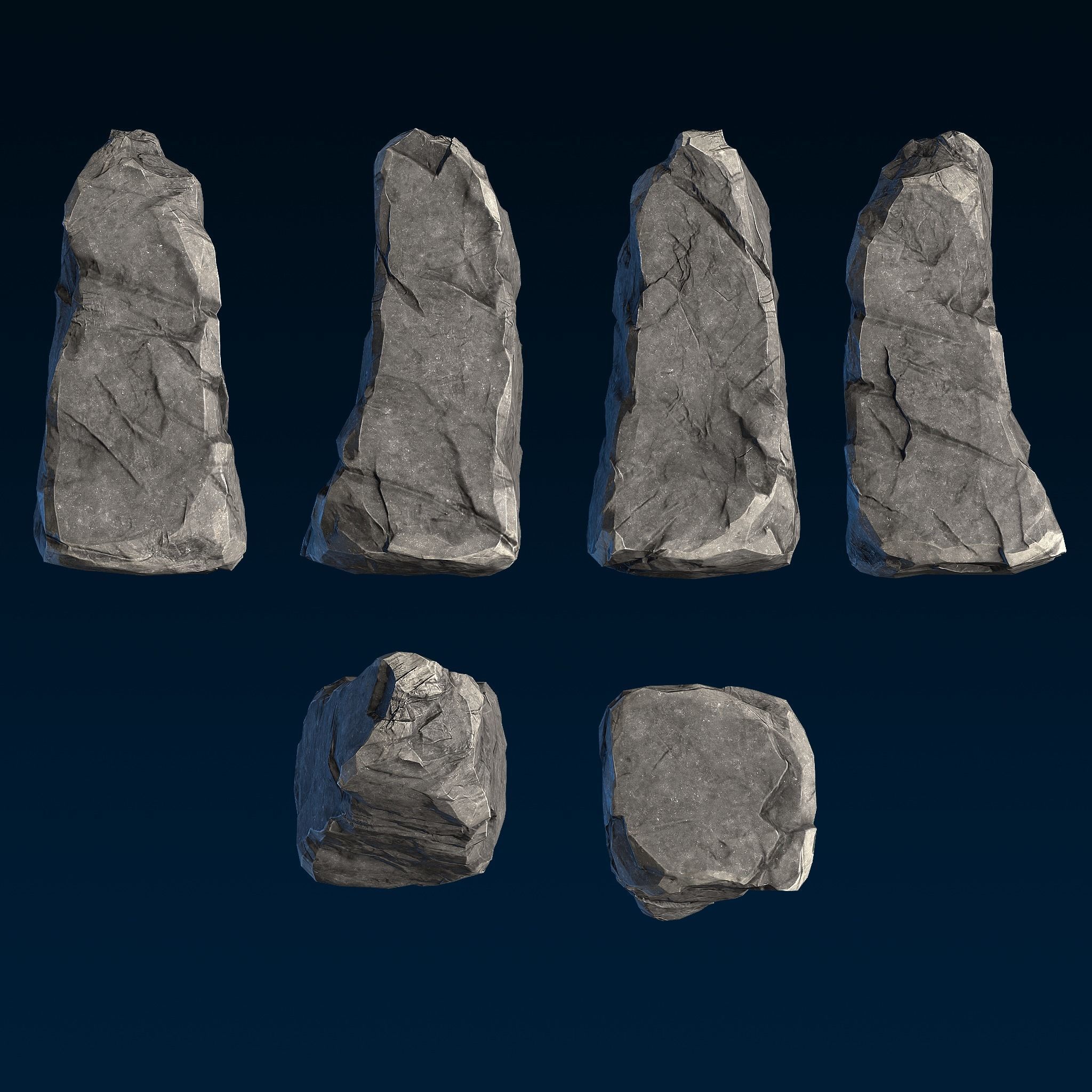 Big Chunky Rocks Pack - Game-Ready  Low-poly 3D model_11